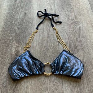 BEACH BUNNY SWIMWEAR BLUE CHAIN BIKINI TOP SIZE XS